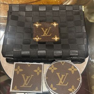 Luxury Black and Brown Repurposed Checkered mini Bag Bundle with 2 Mirrors